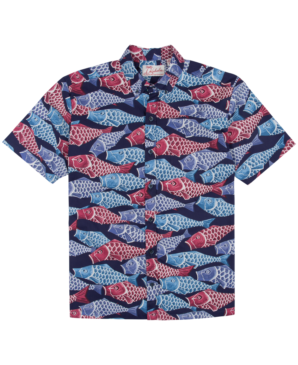 THE KAHALA アロハシャツ レッド 魚柄（S） Kahala | Upstream Shirt | Kahala