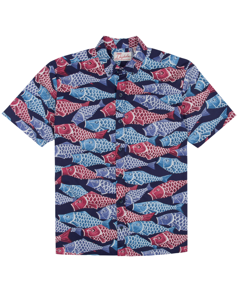 THE KAHALA アロハシャツ レッド 魚柄（S） Kahala | Upstream Shirt | Kahala